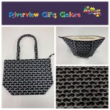 Large Tote Bag With Zip - Black Cats on Dark Grey Large Tote Bag With Zip - Black Cats on Dark Grey